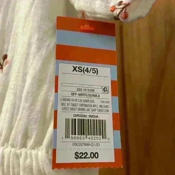 Cat and Jack Girls Off White Short Sleeve Knee Length Dress Size XS (4/5) NWT - Picture 6 of 8